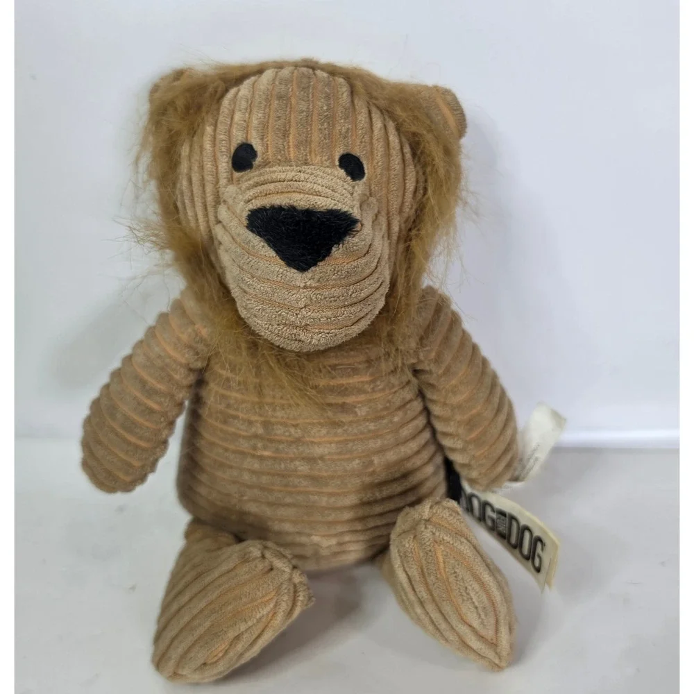 Dog For Dog Corduroy Lion Plush Pet Toy Cordy Tan Brown No Squeaker Quiet 7.5in